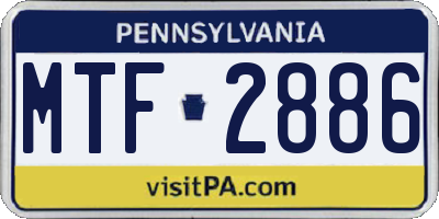 PA license plate MTF2886