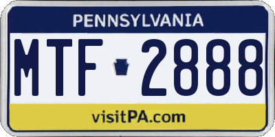 PA license plate MTF2888