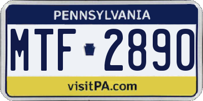 PA license plate MTF2890
