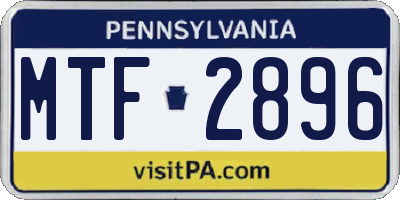 PA license plate MTF2896
