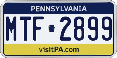 PA license plate MTF2899