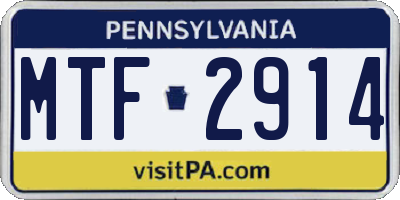 PA license plate MTF2914