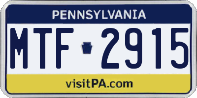 PA license plate MTF2915