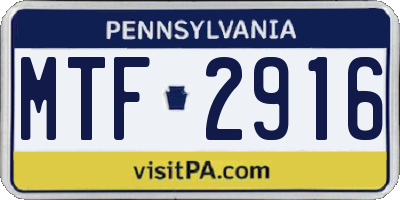 PA license plate MTF2916