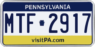 PA license plate MTF2917