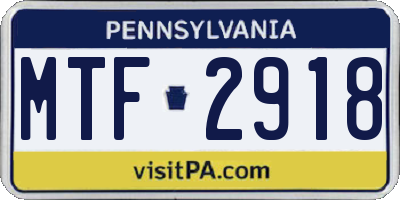 PA license plate MTF2918