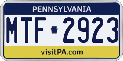 PA license plate MTF2923