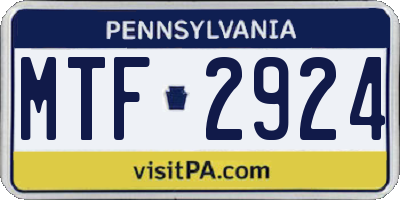 PA license plate MTF2924