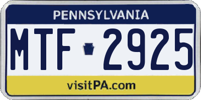 PA license plate MTF2925