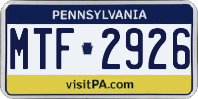 PA license plate MTF2926