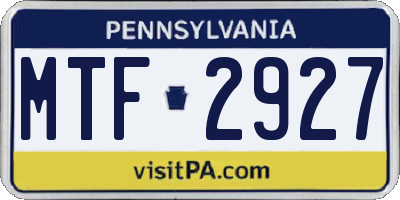 PA license plate MTF2927