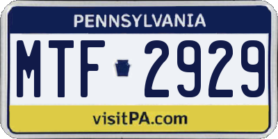 PA license plate MTF2929