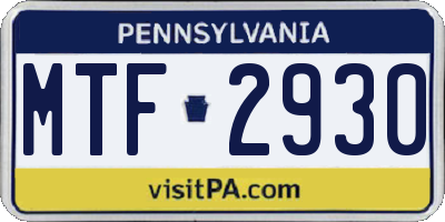 PA license plate MTF2930