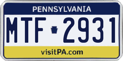 PA license plate MTF2931