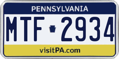 PA license plate MTF2934