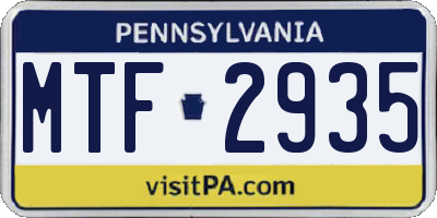 PA license plate MTF2935