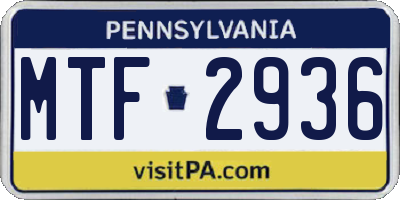 PA license plate MTF2936