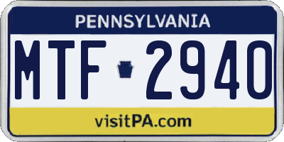 PA license plate MTF2940