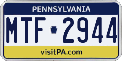PA license plate MTF2944