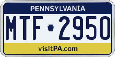 PA license plate MTF2950