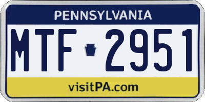 PA license plate MTF2951