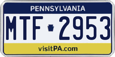 PA license plate MTF2953