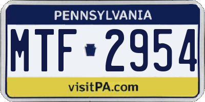 PA license plate MTF2954