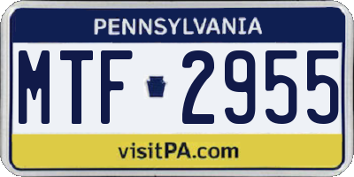 PA license plate MTF2955