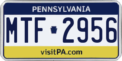 PA license plate MTF2956