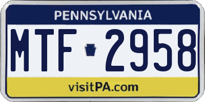 PA license plate MTF2958