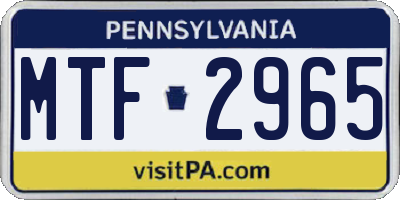 PA license plate MTF2965