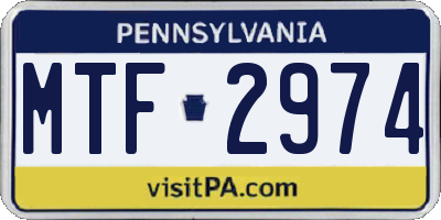 PA license plate MTF2974