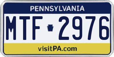PA license plate MTF2976