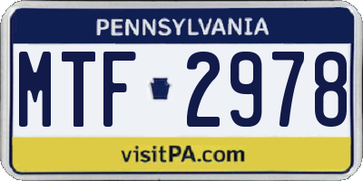 PA license plate MTF2978