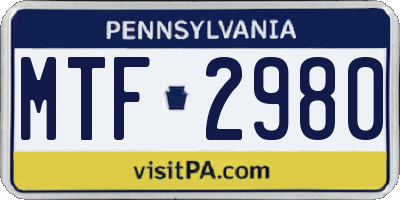 PA license plate MTF2980