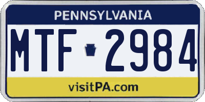 PA license plate MTF2984