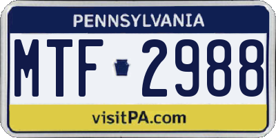 PA license plate MTF2988