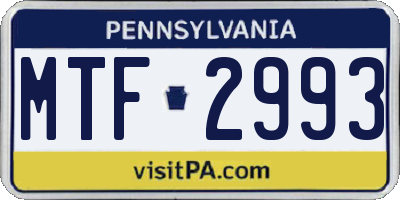 PA license plate MTF2993