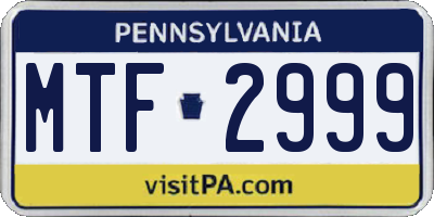 PA license plate MTF2999