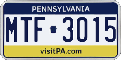 PA license plate MTF3015