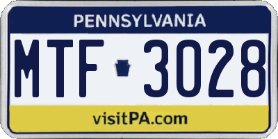 PA license plate MTF3028