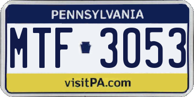 PA license plate MTF3053