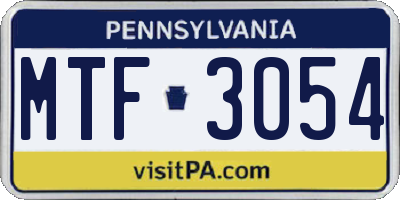 PA license plate MTF3054