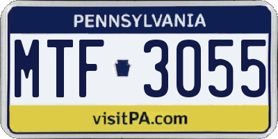 PA license plate MTF3055