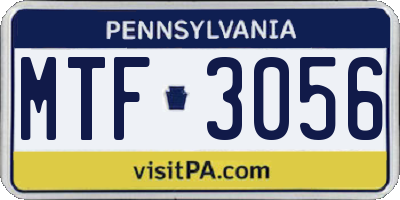 PA license plate MTF3056