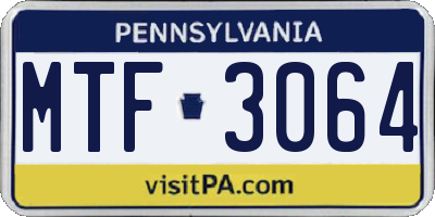 PA license plate MTF3064
