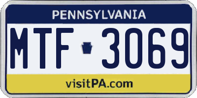 PA license plate MTF3069