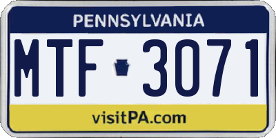 PA license plate MTF3071