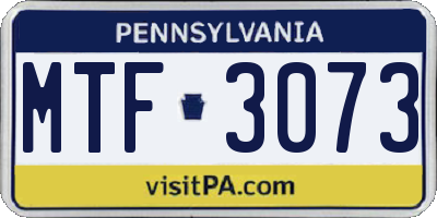 PA license plate MTF3073