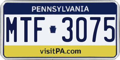 PA license plate MTF3075